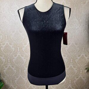 Commando Size Medium Black Velvet Bodysuit Sleeveless Snaps at Gusset NWT